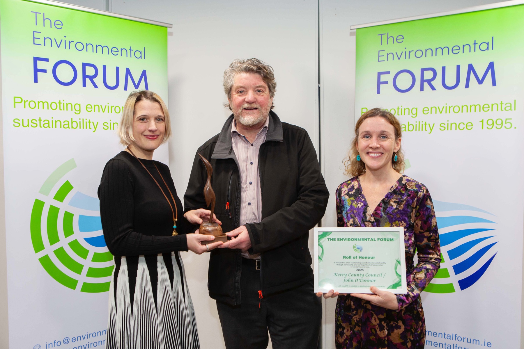 John O'Connor of Kerry County Council receiving the Public Sector Award at the 2025 Environmental Awards